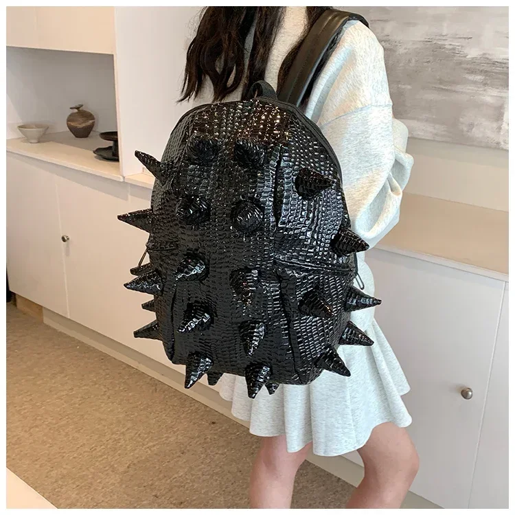 Hedgehog Shape PU Backpacks Large Capacity High Quality Unique Design Personality Backpacks for Unisex 2024 Fashion New Style
