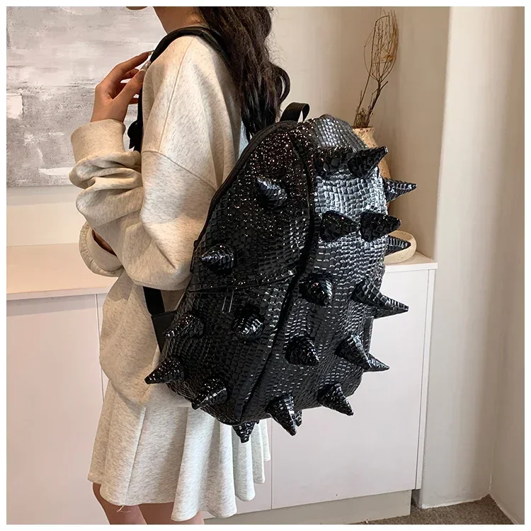 Hedgehog Shape PU Backpacks Large Capacity High Quality Unique Design Personality Backpacks for Unisex 2024 Fashion New Style