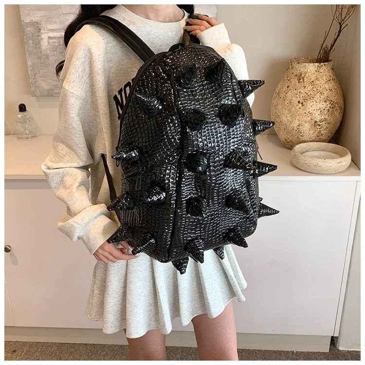 Hedgehog Shape PU Backpacks Large Capacity High Quality Unique Design Personality Backpacks for Unisex 2024 Fashion New Style