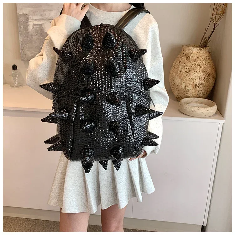 Hedgehog Shape PU Backpacks Large Capacity High Quality Unique Design Personality Backpacks for Unisex 2024 Fashion New Style