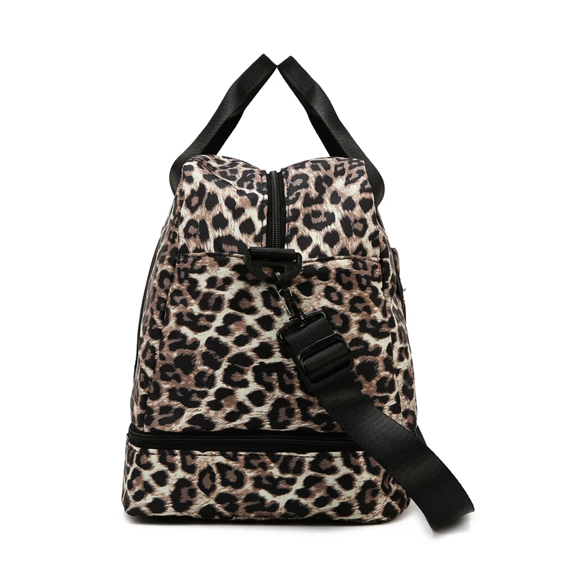 Leopard Printing Travel Bag Large Capacity Sports Gym Bag With Independent Shoe Compartment Weekend Overnight Duffel Bag