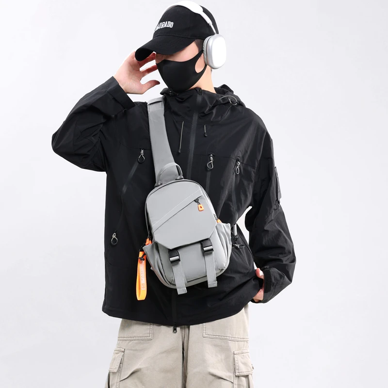 Waterproof Nylon Crossbody Bag - Men's Chest Sling Backpack, Compact Shoulder Messenger Bag, Travel & Outdoor Hiking Pack