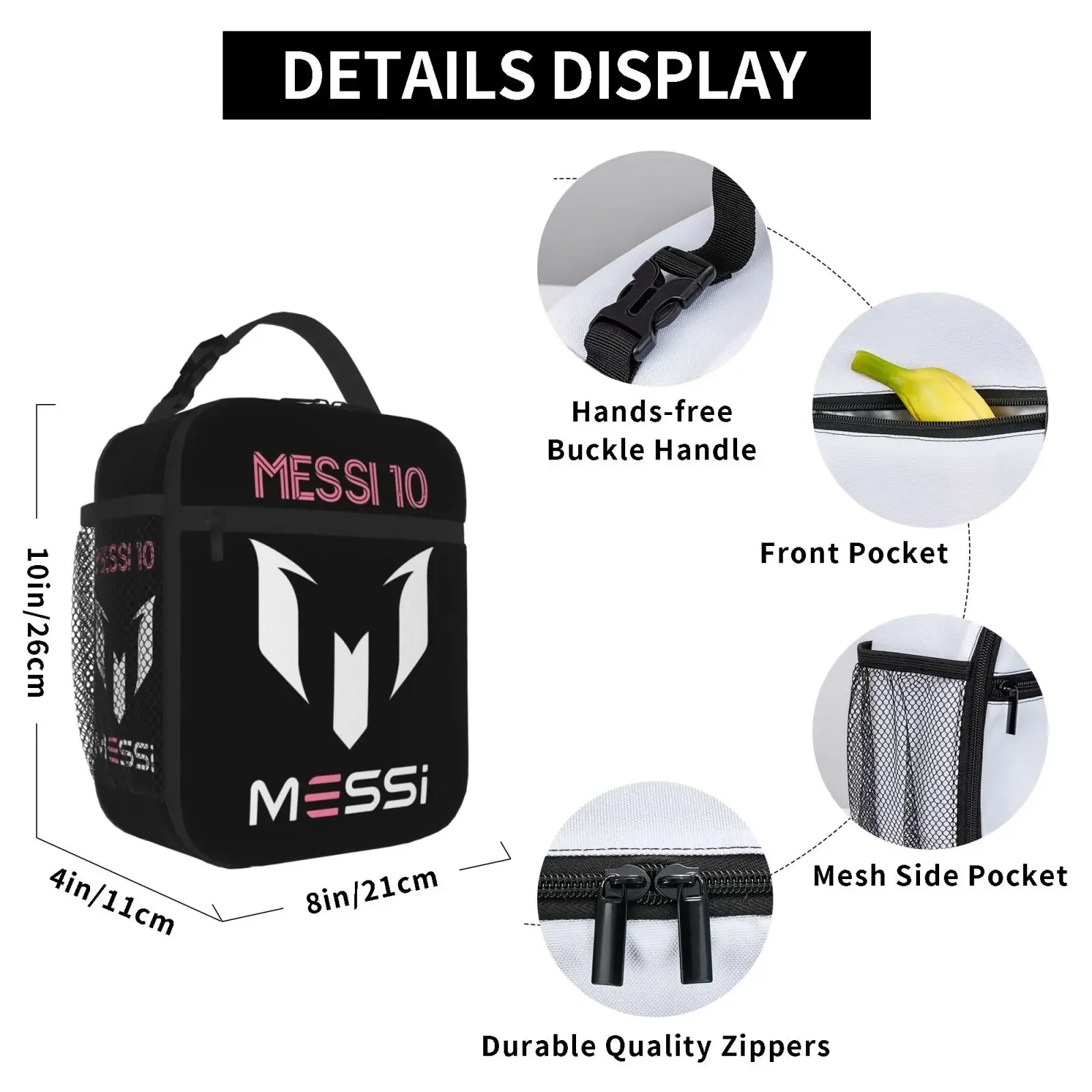 Custom Messis 10 Football Argentina Insulated Lunch Bag Food Container Portable Thermal Cooler Lunch Boxes For School Office