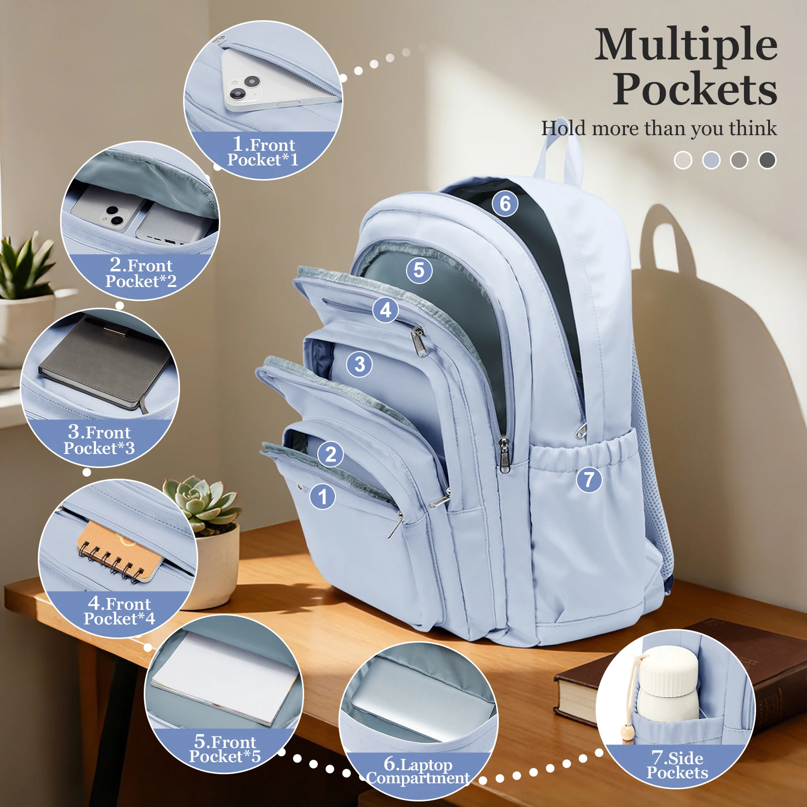 School Backpack for Teenage Girls Boys, College Daypack Bookbag, Work Laptop Backpack for Women, Lightweight Casual Day Backpack
