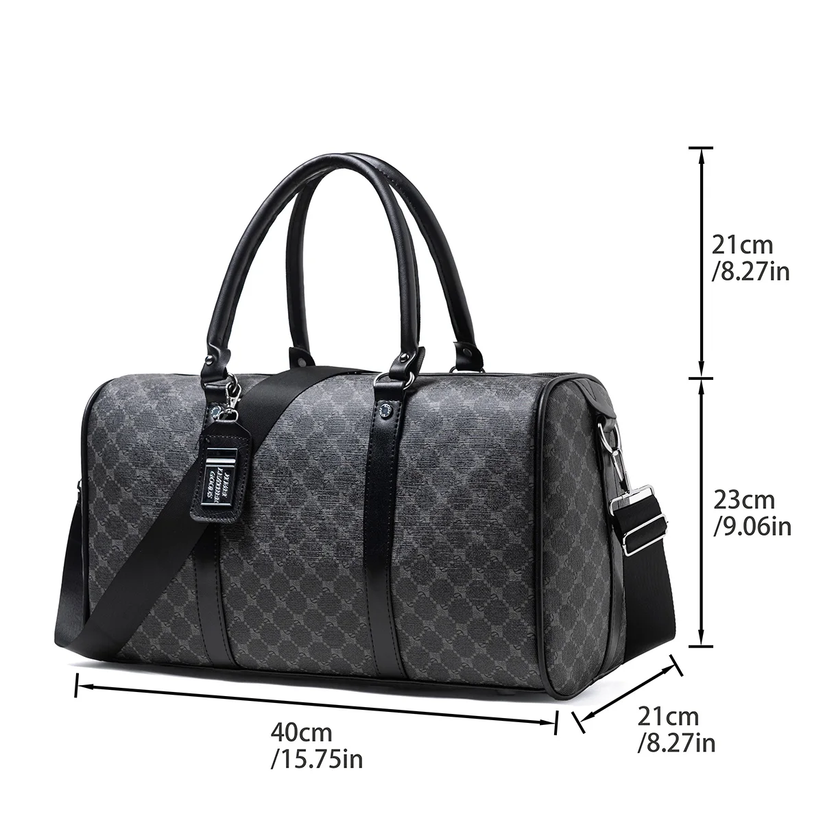 Black Large-Capacity Men's Zipper Travel Bag, Dual Handles with Wide Shoulder Straps for Ease of Use, Waterproof, Wear-Resistant, Durable, Easy-To-Clean Fabric Suitable for Travel, Business Trips, Gym Use, Can Carry Shoes, Clothes, Water Bottles, Books, Suitable for Various Occasions, Understated and Elegant Circular Pattern, Suitable for All Seasons, Practical and Versatile, Can Be Carried on Airplanes