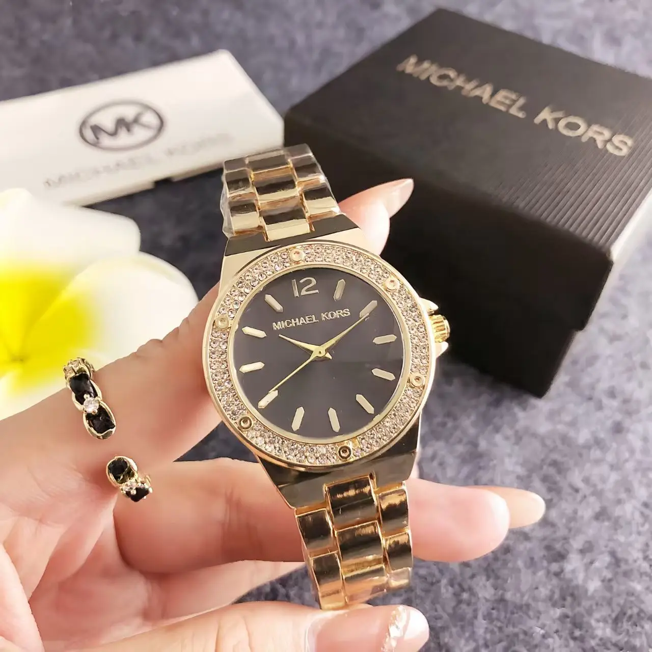 Michael Kors Fashion Luxury Women's Watch Bag MK Classic Stainless Steel Quartz Exquisite Compact Watch Wallet Girl Gift