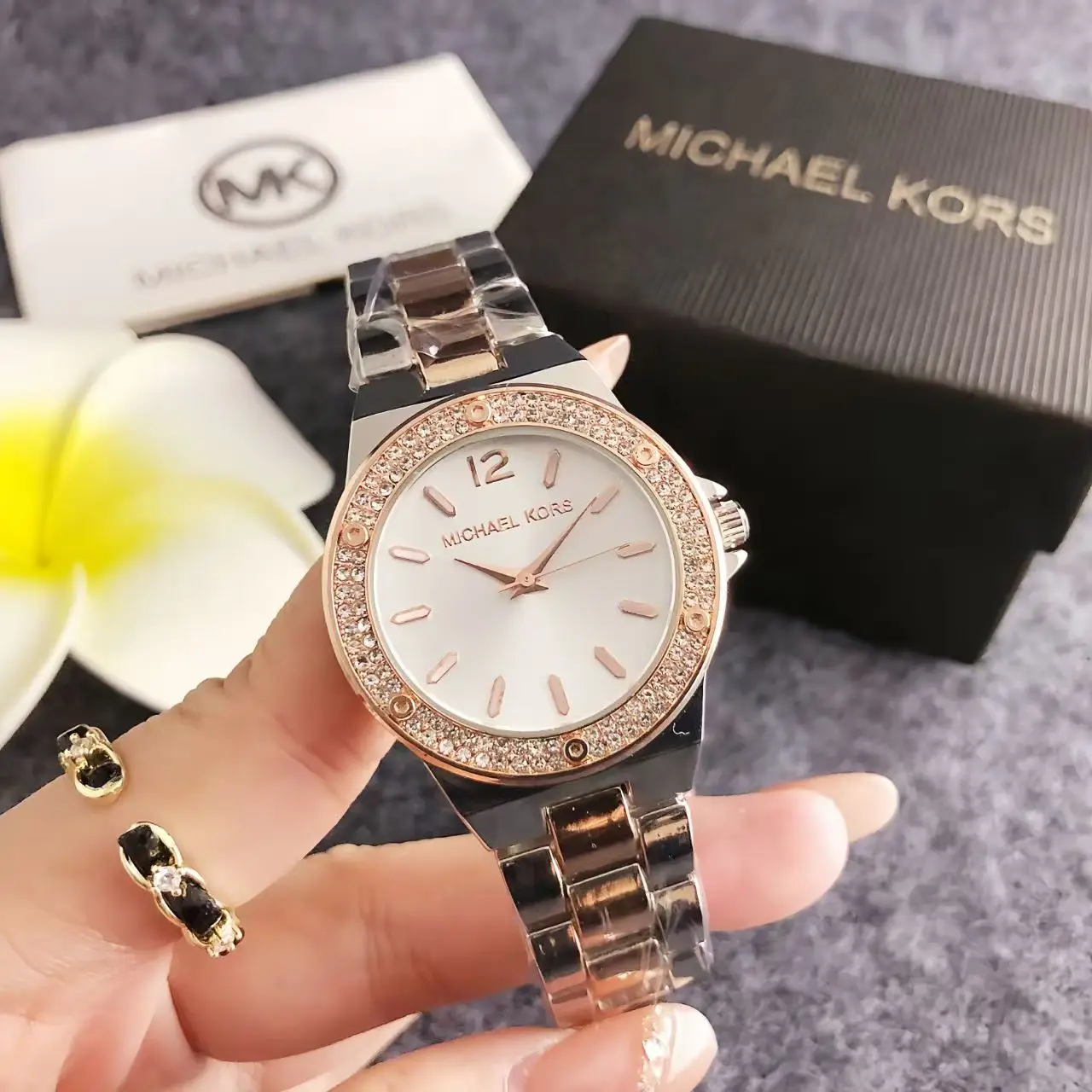 Michael Kors Fashion Luxury Women's Watch Bag MK Classic Stainless Steel Quartz Exquisite Compact Watch Wallet Girl Gift