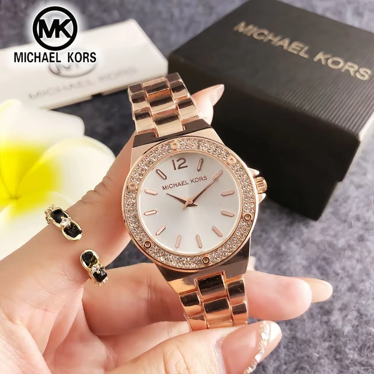 Michael Kors Fashion Luxury Women's Watch Bag MK Classic Stainless Steel Quartz Exquisite Compact Watch Wallet Girl Gift