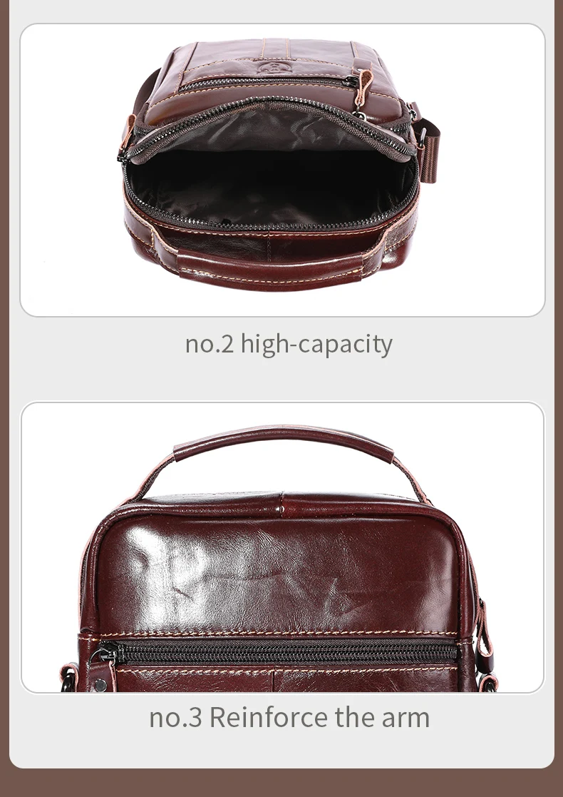 BULLCAPTAIN Men's Genuine Leather Shoulder Crossbody Bag Business 7.9-inch Tablet Bag Multifunctional Portable Envelope Bag