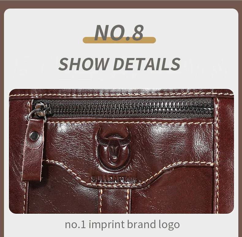 BULLCAPTAIN Men's Genuine Leather Shoulder Crossbody Bag Business 7.9-inch Tablet Bag Multifunctional Portable Envelope Bag