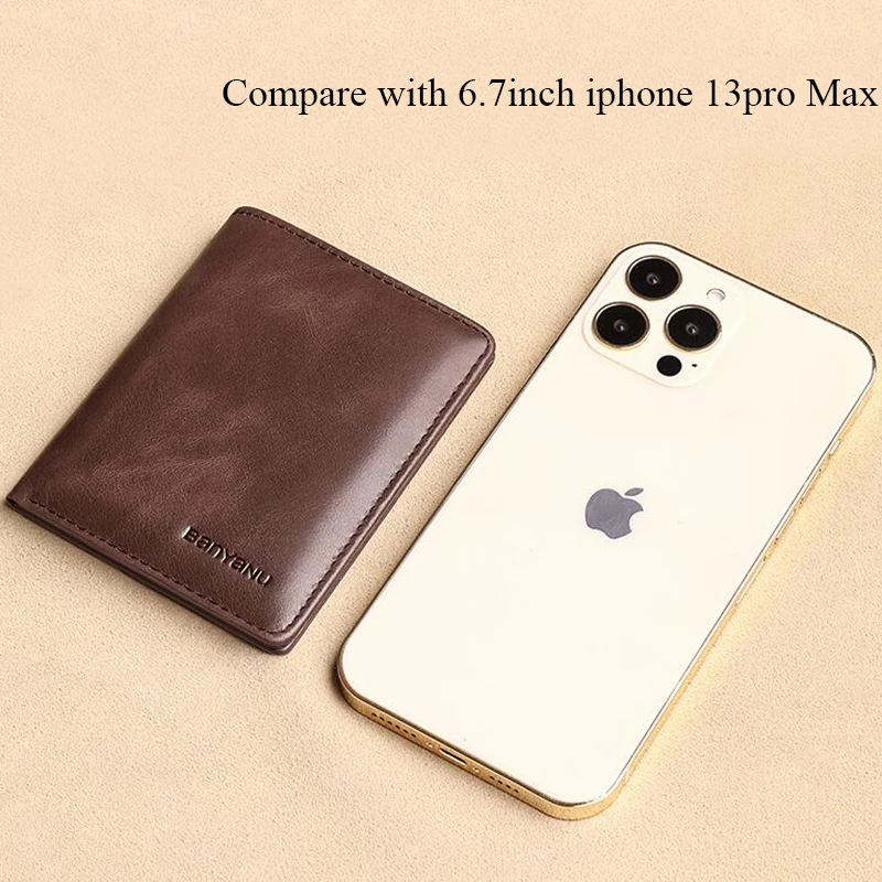 Simple Design Men Card Holder Purse Vertical Slim Money Clip Genuine Leather Wallet for Men Anti RFID