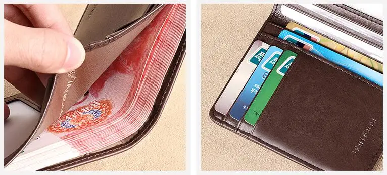 Simple Design Men Card Holder Purse Vertical Slim Money Clip Genuine Leather Wallet for Men Anti RFID