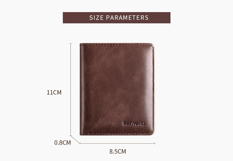 Simple Design Men Card Holder Purse Vertical Slim Money Clip Genuine Leather Wallet for Men Anti RFID