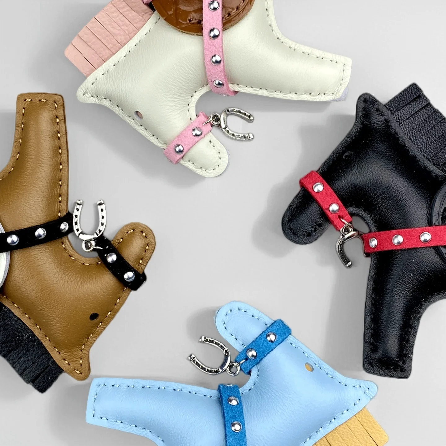 Soft Genuine Sheepskin Pegasus Pony Charm with Crocodile-Embossed Wings And Detachable Rivet Rope Accents Premium Gift Accessory