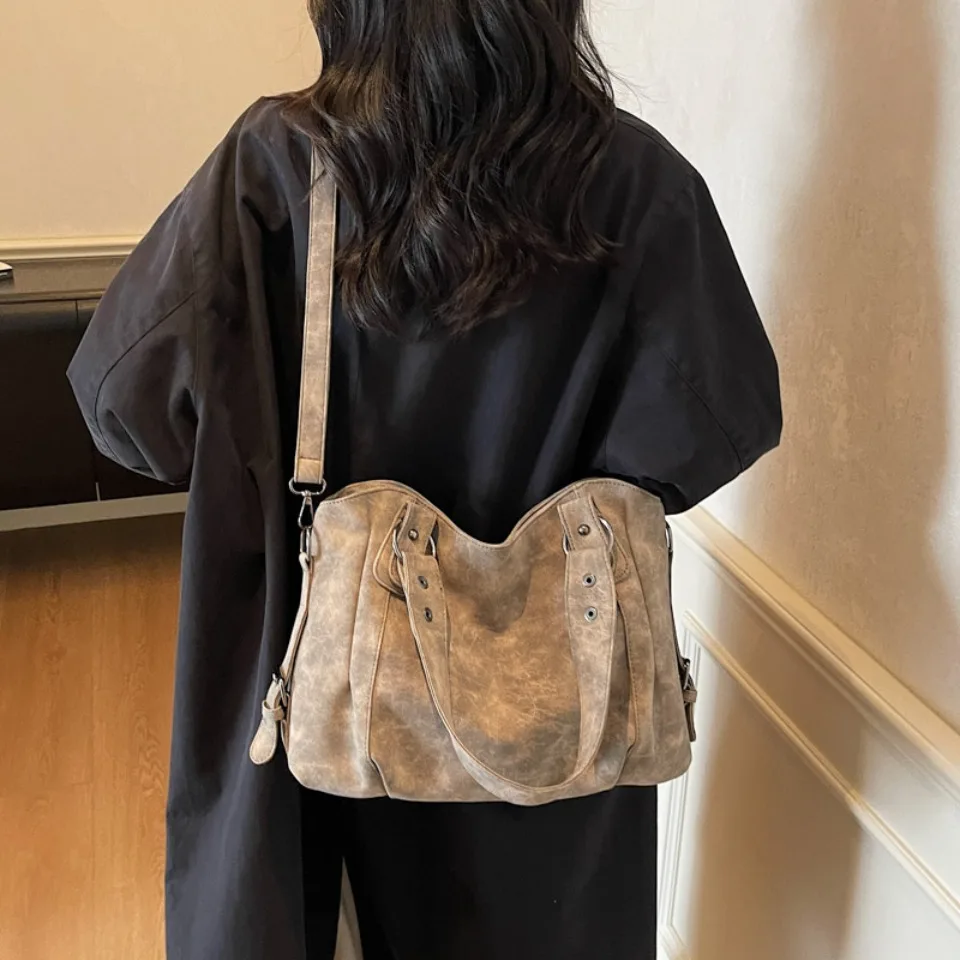 Top Quality Faux Suede Leather Shoulder Hand Bags for Women Luxury Lazy Commuting Handbags Women Bags Deisgner Large Capacity