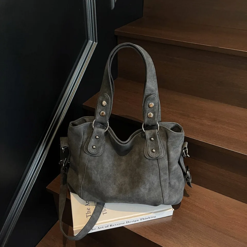 Top Quality Faux Suede Leather Shoulder Hand Bags for Women Luxury Lazy Commuting Handbags Women Bags Deisgner Large Capacity