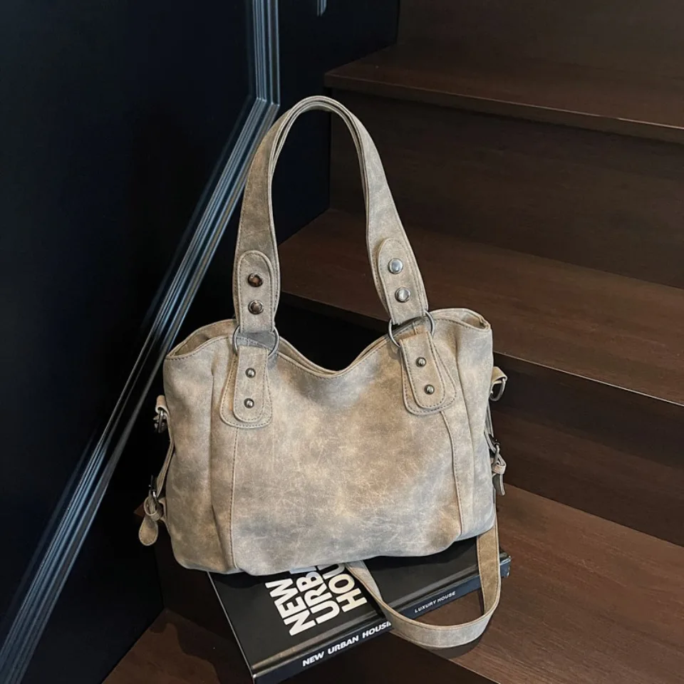 Top Quality Faux Suede Leather Shoulder Hand Bags for Women Luxury Lazy Commuting Handbags Women Bags Deisgner Large Capacity