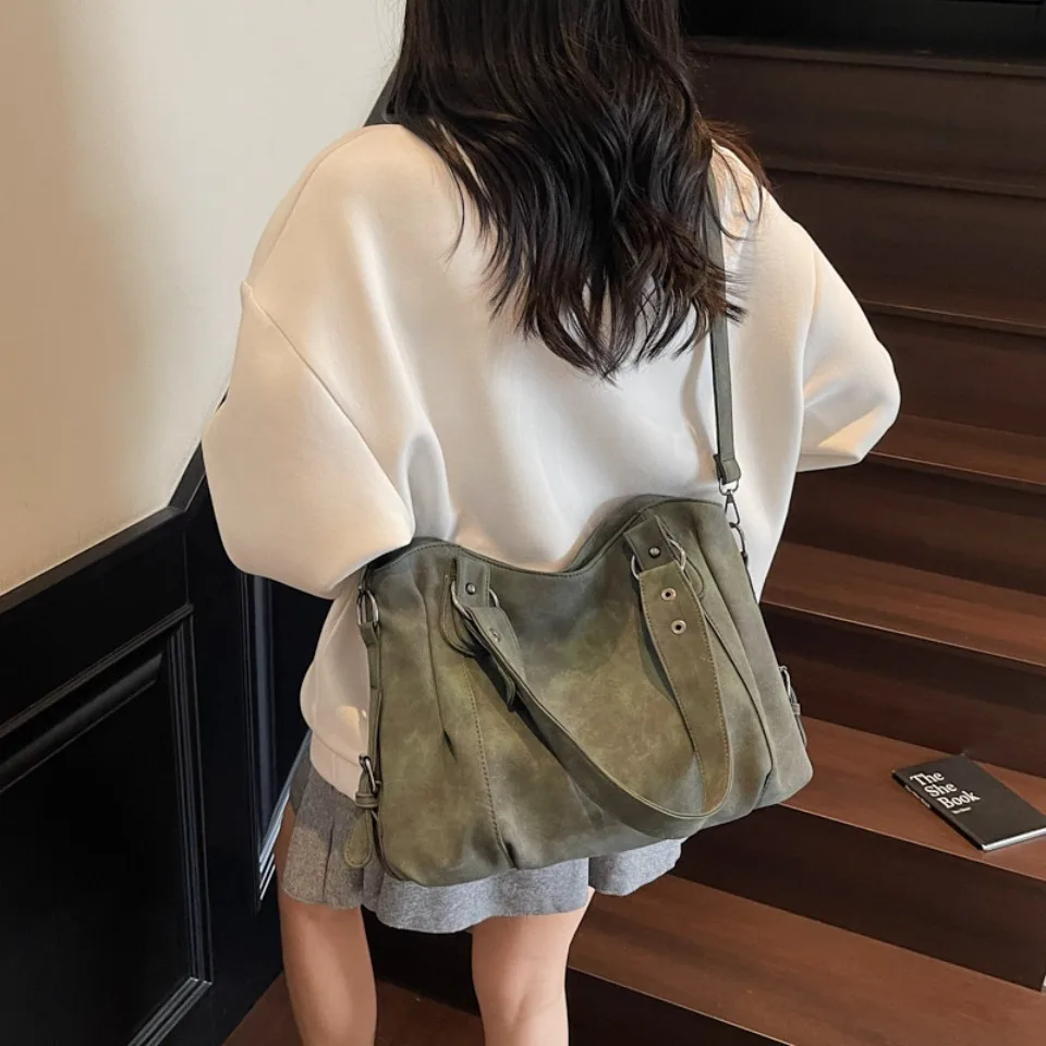 Top Quality Faux Suede Leather Shoulder Hand Bags for Women Luxury Lazy Commuting Handbags Women Bags Deisgner Large Capacity