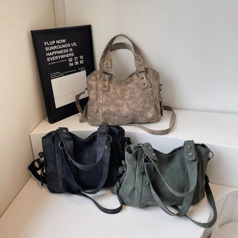 Top Quality Faux Suede Leather Shoulder Hand Bags for Women Luxury Lazy Commuting Handbags Women Bags Deisgner Large Capacity