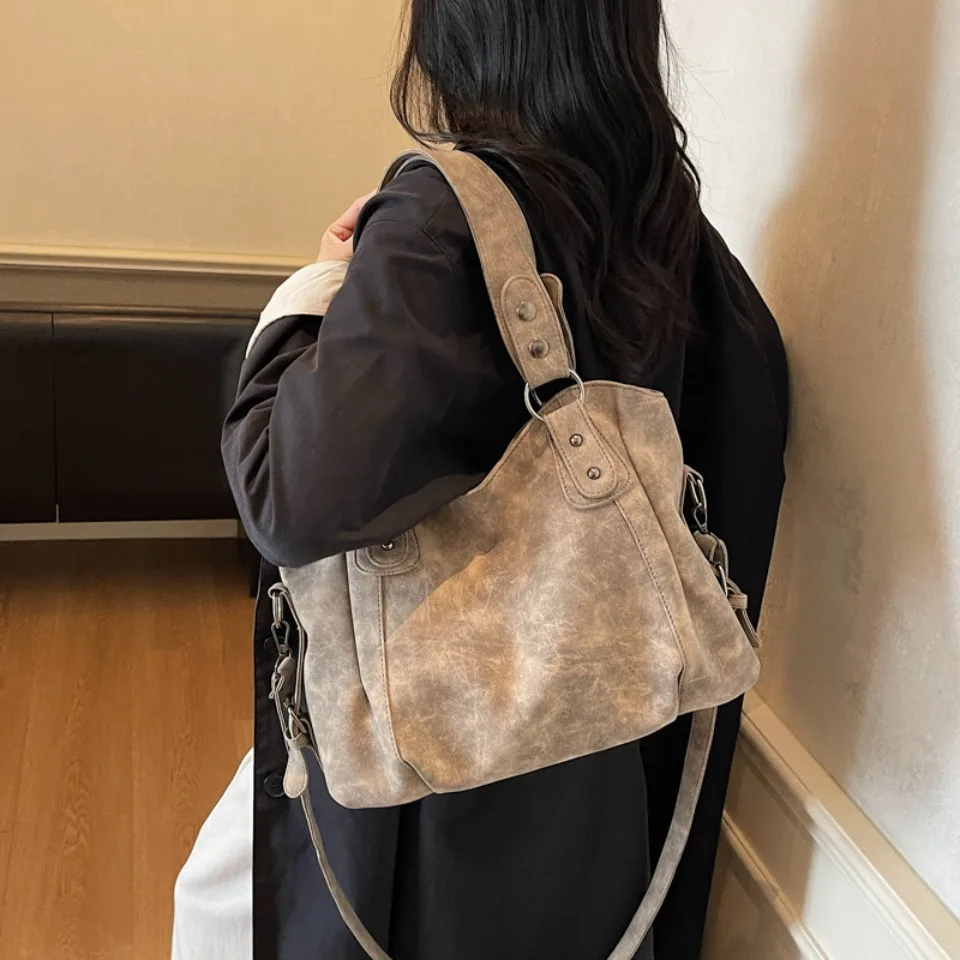 Top Quality Faux Suede Leather Shoulder Hand Bags for Women Luxury Lazy Commuting Handbags Women Bags Deisgner Large Capacity
