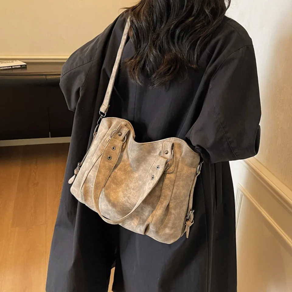 Top Quality Faux Suede Leather Shoulder Hand Bags for Women Luxury Lazy Commuting Handbags Women Bags Deisgner Large Capacity