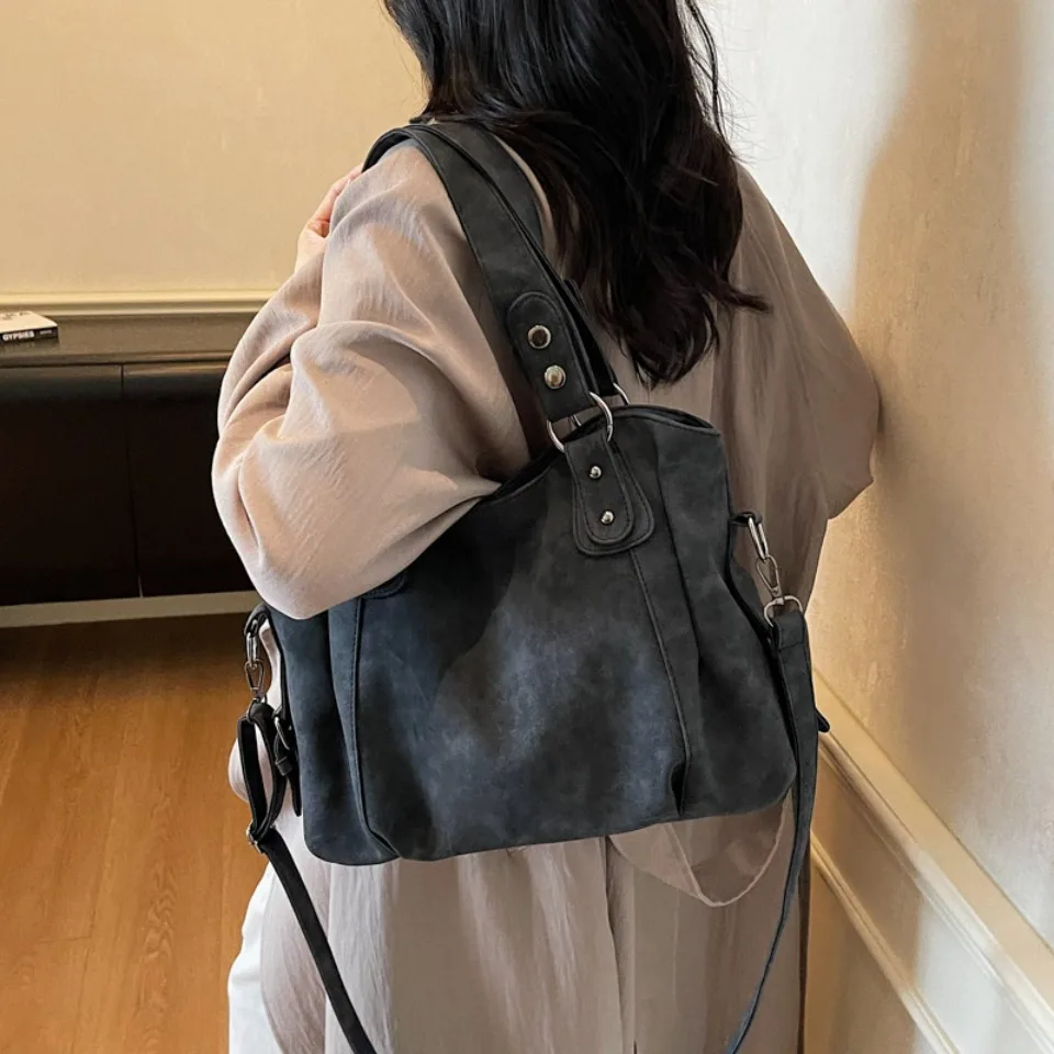 Top Quality Faux Suede Leather Shoulder Hand Bags for Women Luxury Lazy Commuting Handbags Women Bags Deisgner Large Capacity