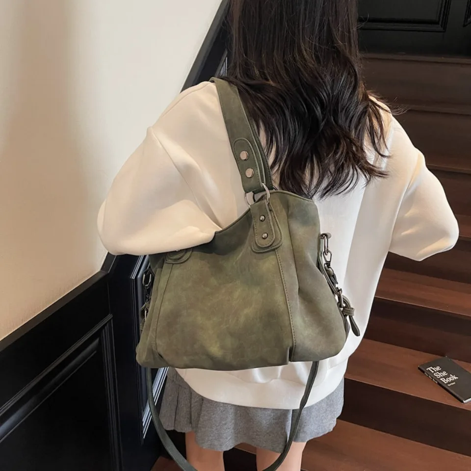 Top Quality Faux Suede Leather Shoulder Hand Bags for Women Luxury Lazy Commuting Handbags Women Bags Deisgner Large Capacity
