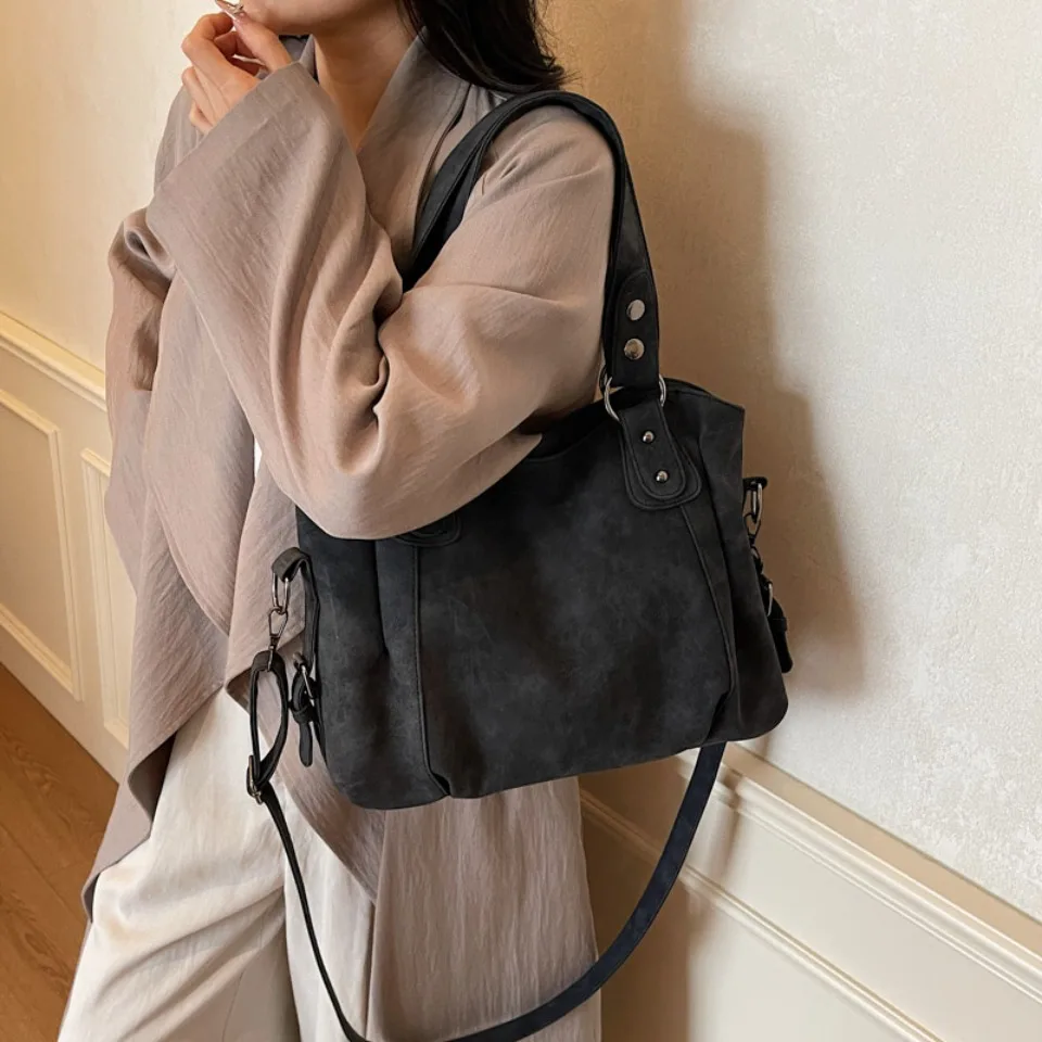 Top Quality Faux Suede Leather Shoulder Hand Bags for Women Luxury Lazy Commuting Handbags Women Bags Deisgner Large Capacity