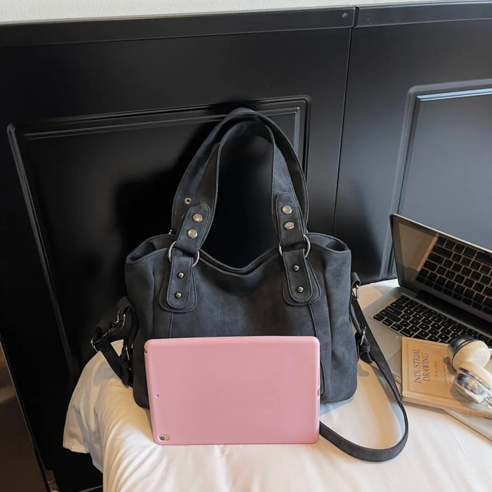 Top Quality Faux Suede Leather Shoulder Hand Bags for Women Luxury Lazy Commuting Handbags Women Bags Deisgner Large Capacity