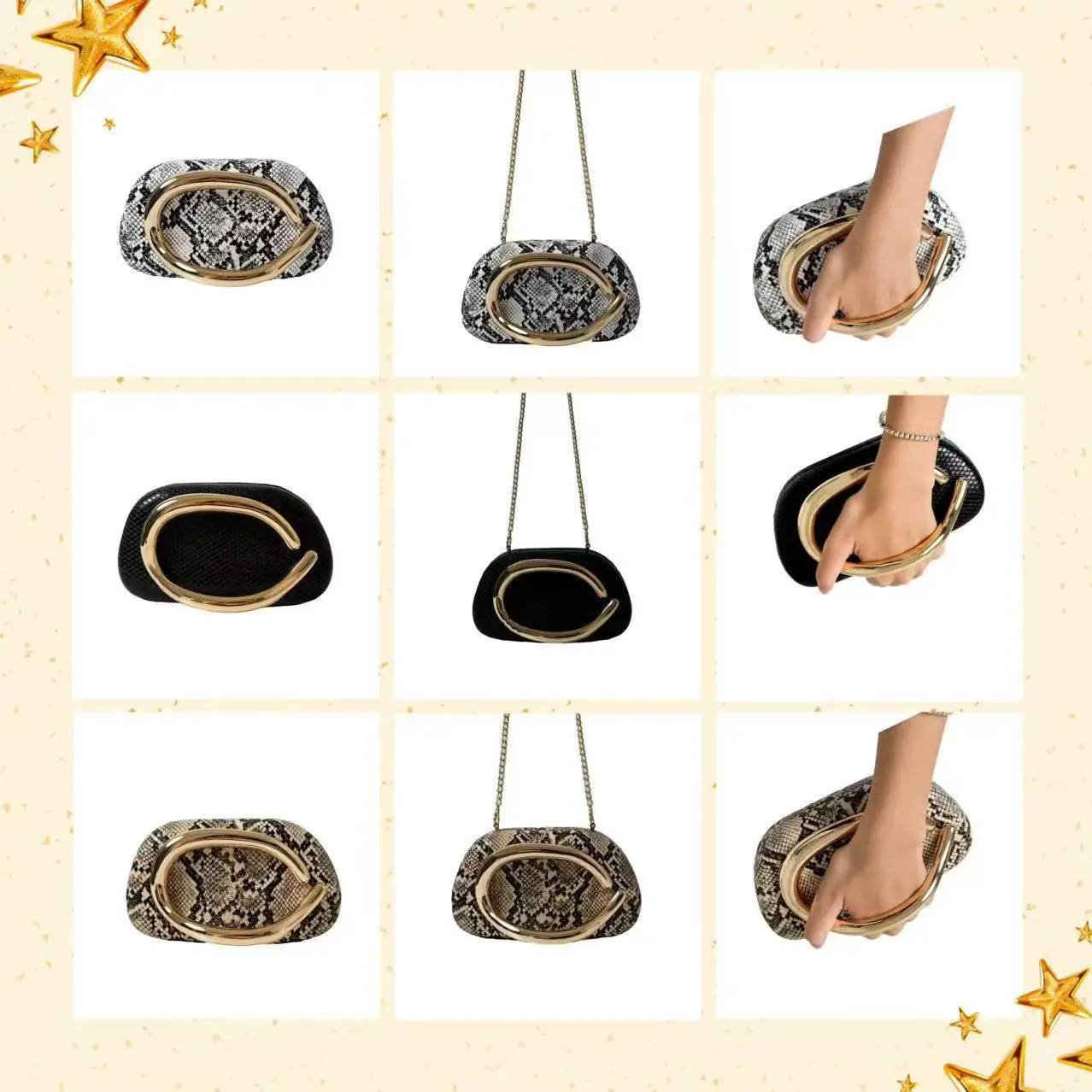 Gold Metal Closure Box Clutch Bag Women Evening Wedding Party Cute Purse Bag Handbag Dark Red Beige 2025 Spring New Fashion Ins