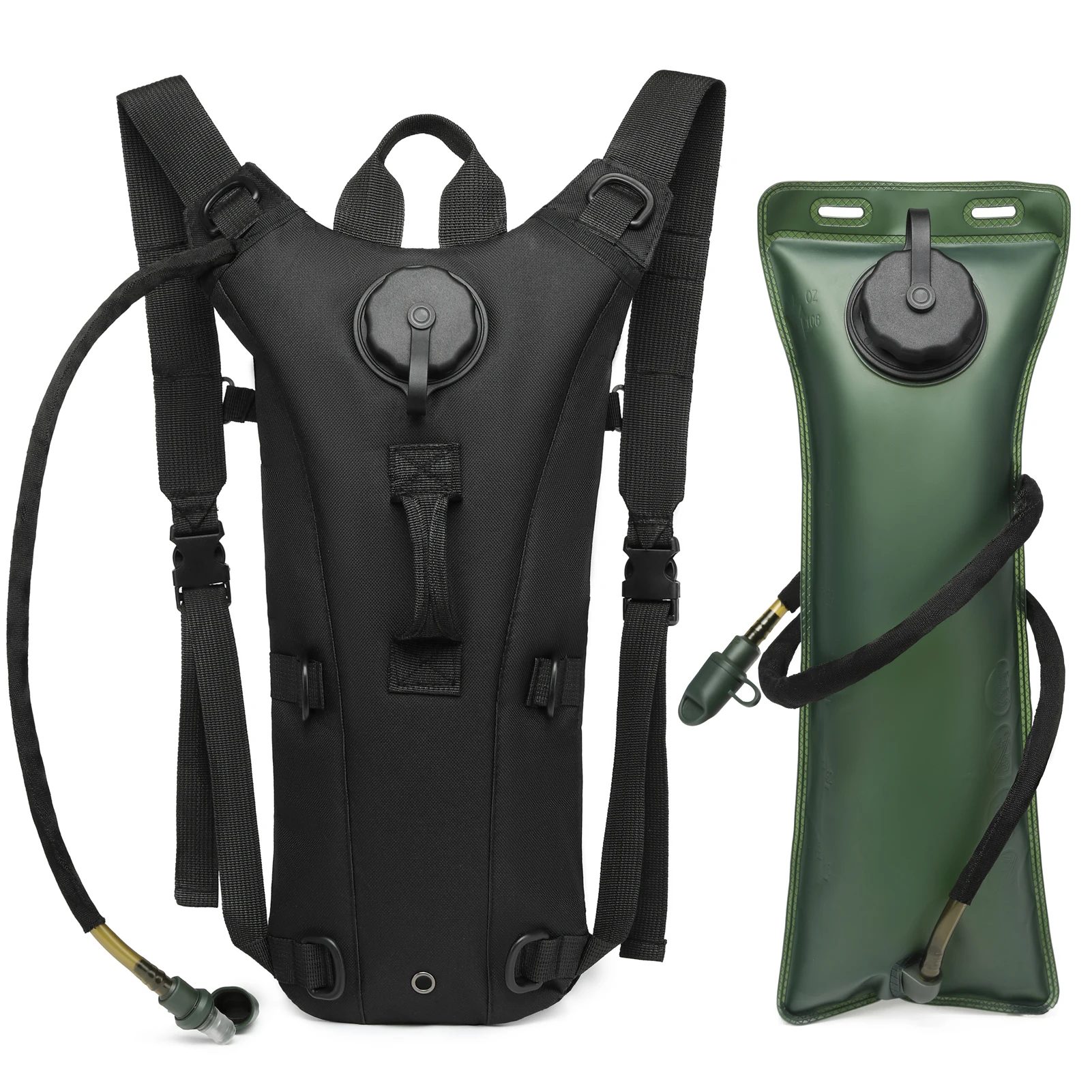 Tactical Water Hydration Pack - Military Class Camel Backpack with 3L Leakproof Water Bladder for Running, Jogging, Cycling
