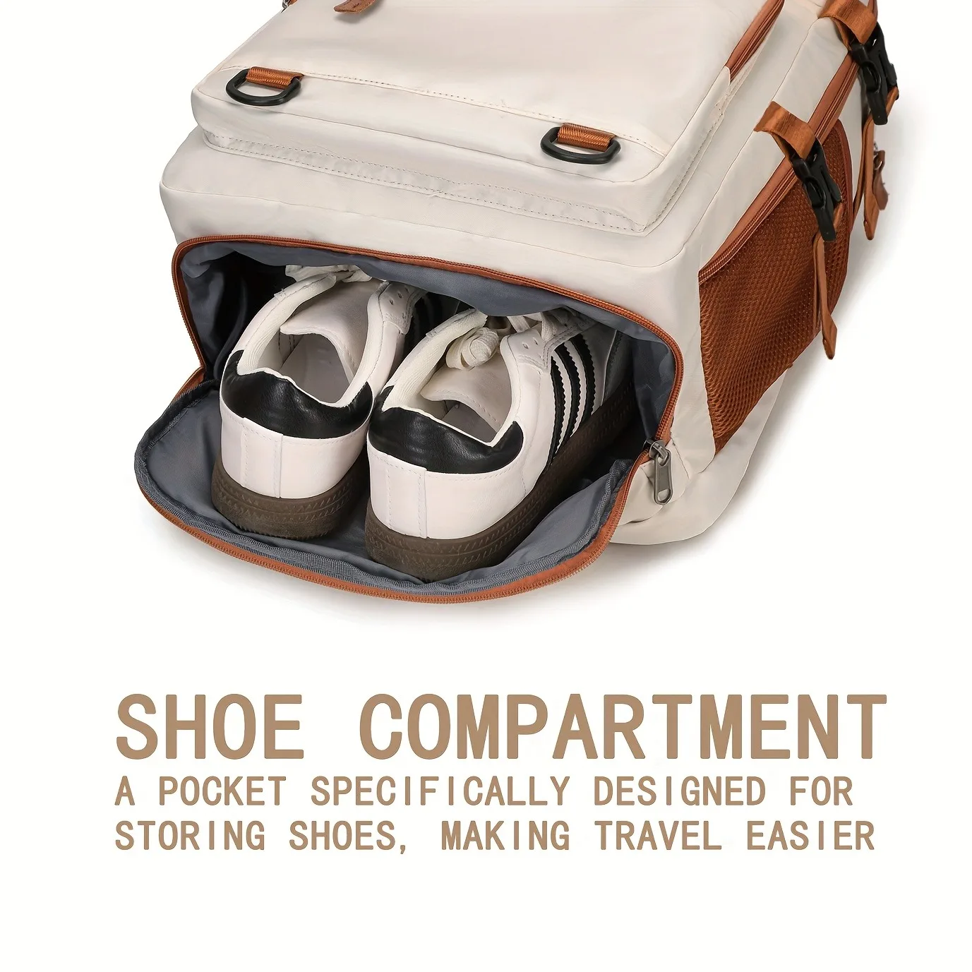 ZUOKEDISI Airlines Approved 15.6-inch Laptop Travel Backpack with Shoe Box and Luggage Strap, Hiking Backpack
