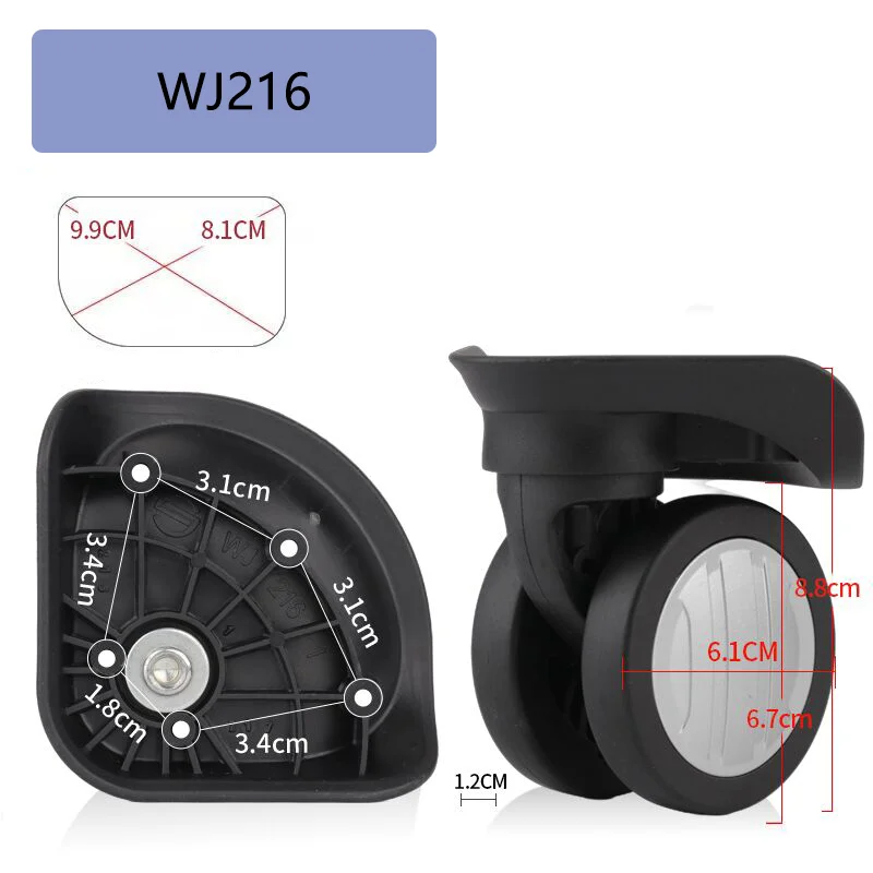 For DELSEY WJ216 Suitcase Universal Wheel Luggage Accessories Spare Parts for Trolleys Wheel Replacement Repair