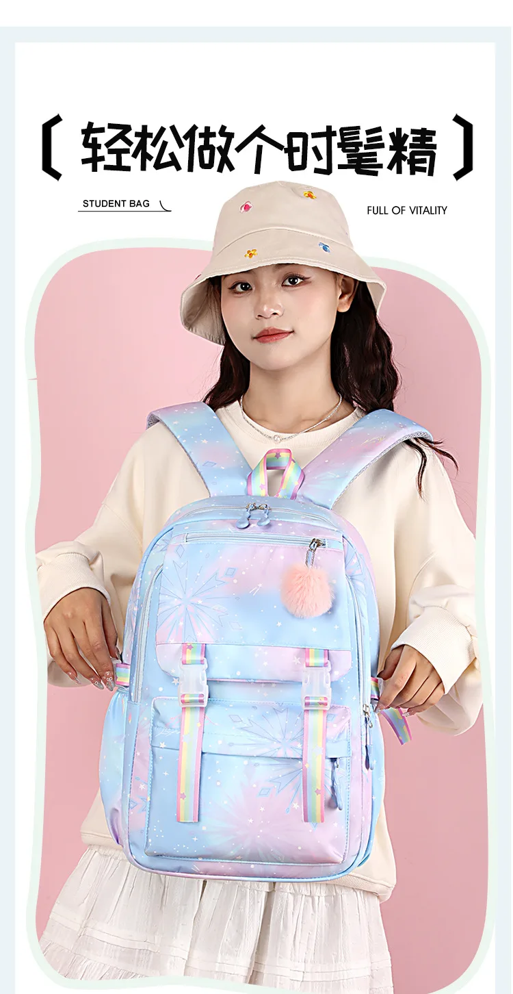 Demon Slayer Nezuko School Bags Anime Cosplay Students Backpack Gradient Bookbag Travel Rucksack Outdoor Mochilas