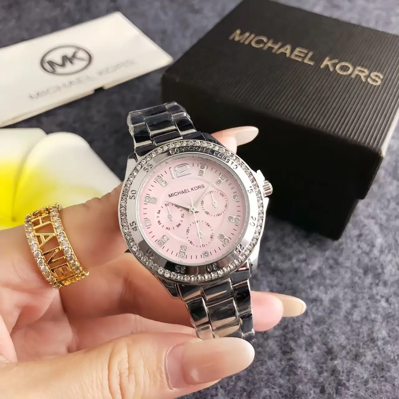 Michael Kors Women's Fashion New Light Luxury Commuter Watch Bag MK Three Eyes Casual Girl Exquisite Gift Wallet