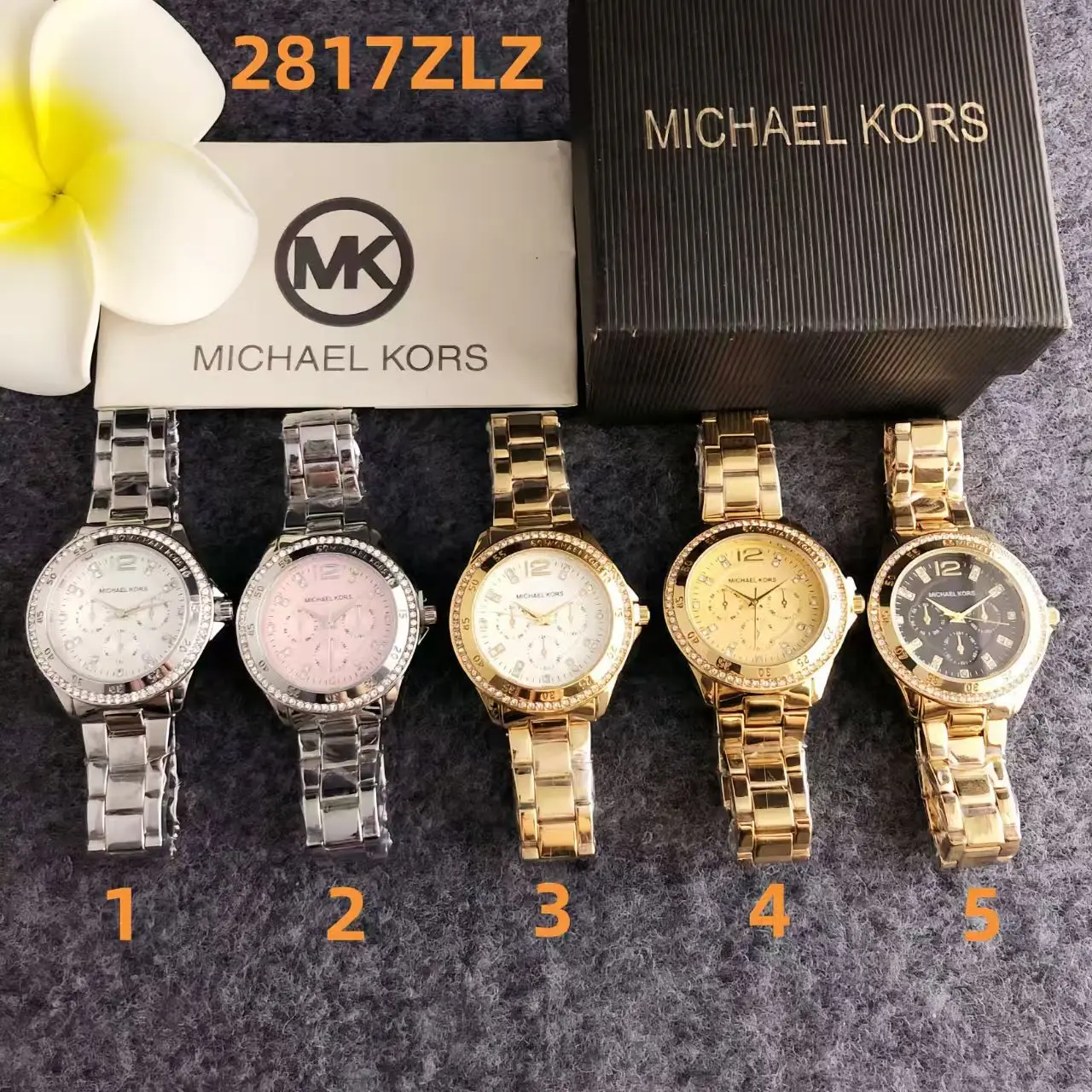 Michael Kors Women's Fashion New Light Luxury Commuter Watch Bag MK Three Eyes Casual Girl Exquisite Gift Wallet