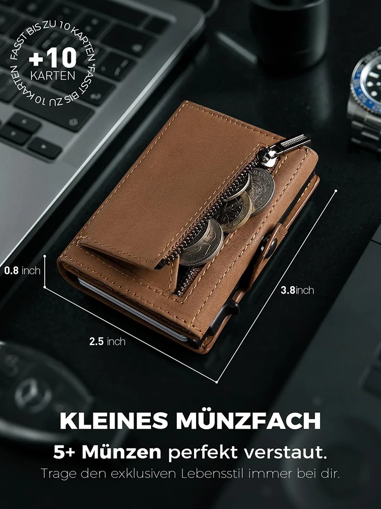 Men's RFID Blocking Wallet with Coin Pocket Airtag Wallet