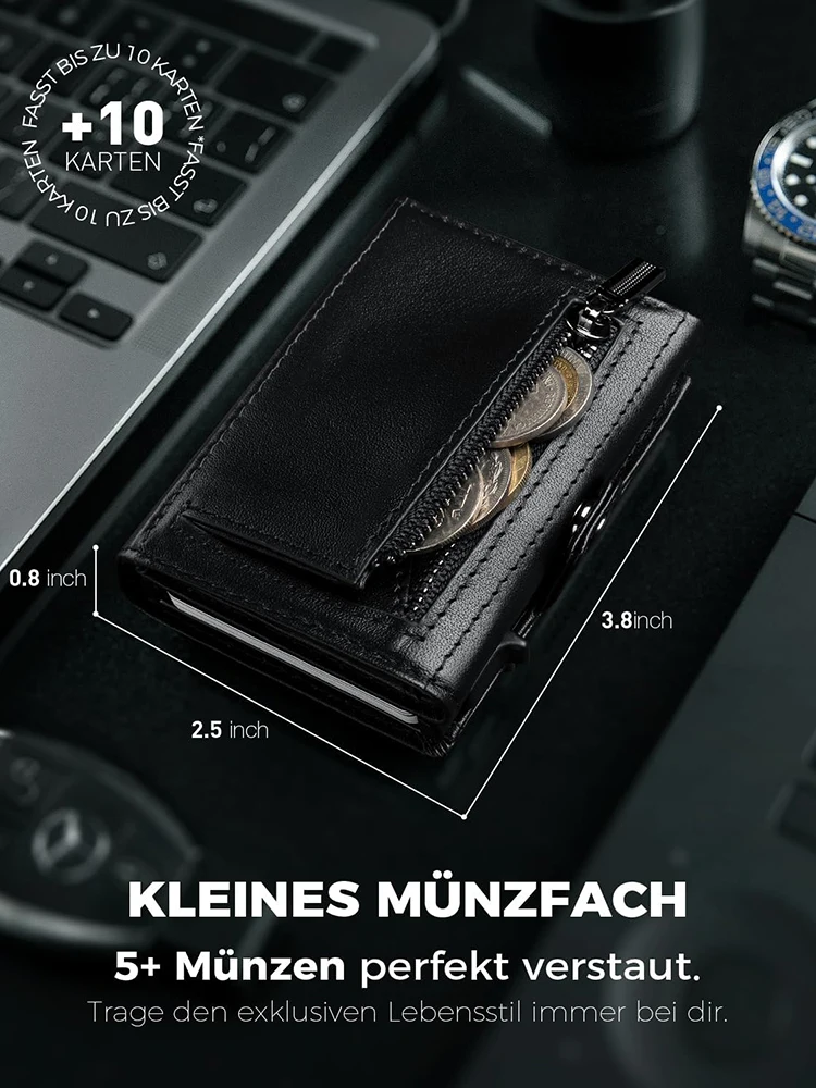 Men's RFID Blocking Wallet with Coin Pocket Airtag Wallet