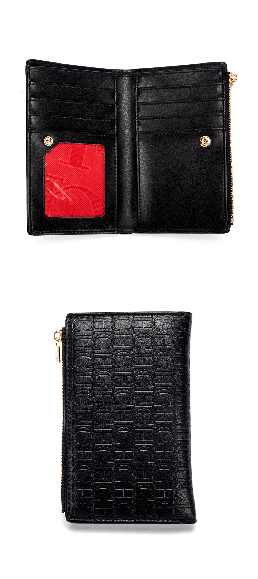 CHCH Women's Wallet Slim Two Fold Clip Blocking with Zipper Coin Pocket