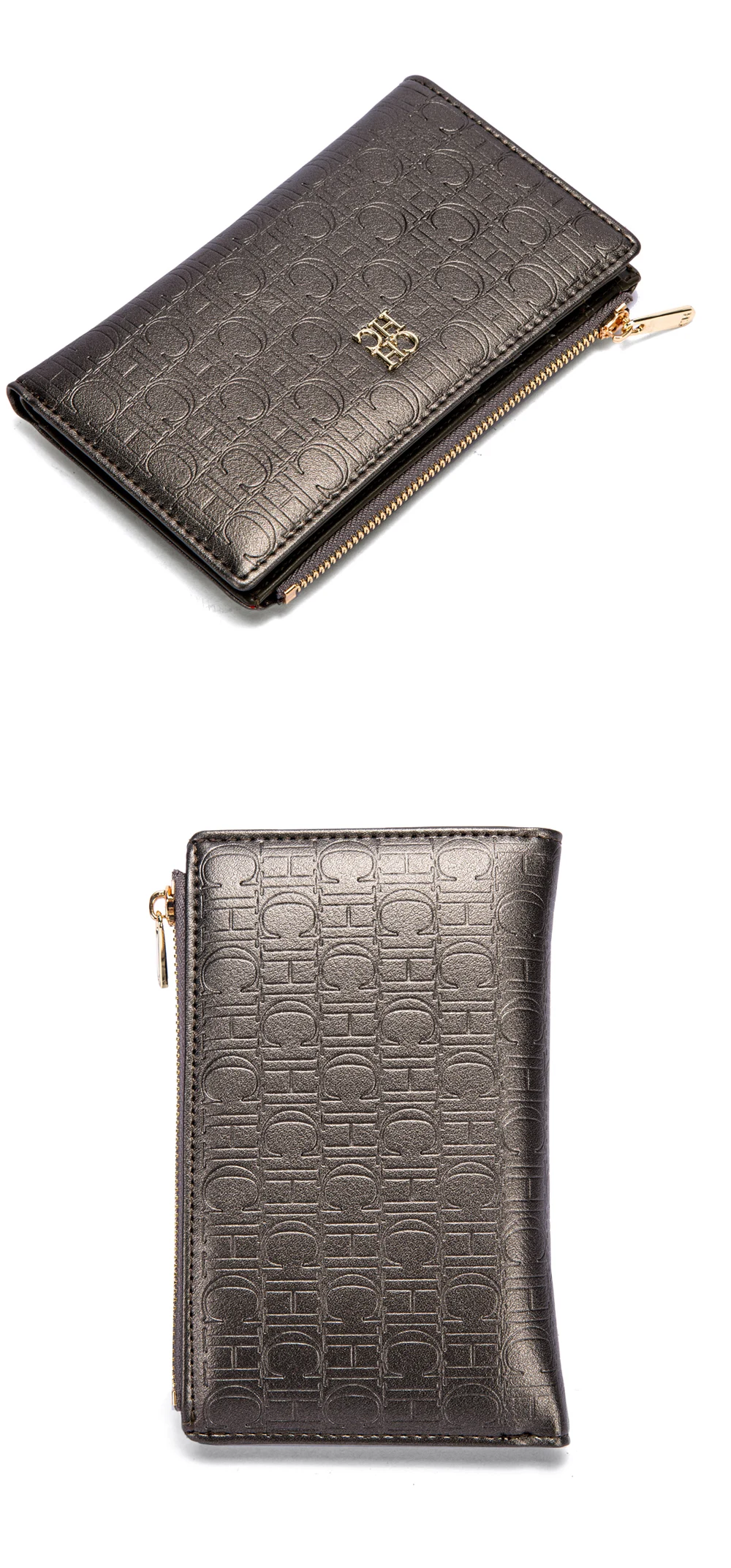 CHCH Women's Wallet Slim Two Fold Clip Blocking with Zipper Coin Pocket
