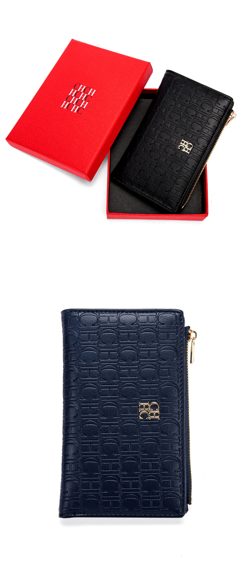 CHCH Women's Wallet Slim Two Fold Clip Blocking with Zipper Coin Pocket