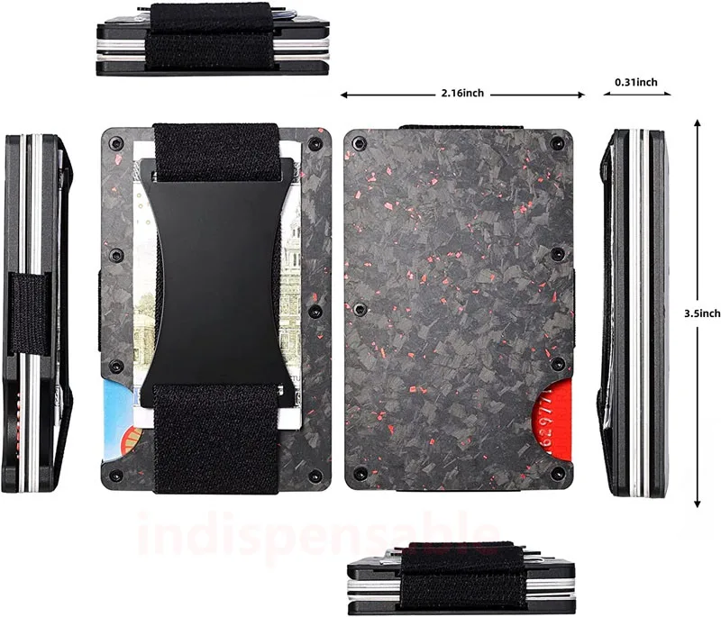 Bright/Matte Forged Carbon Fiber Minimalist Slim Wallet for Men RFID Cashback Credit Card Holder Luxury Metal Case Aluminum