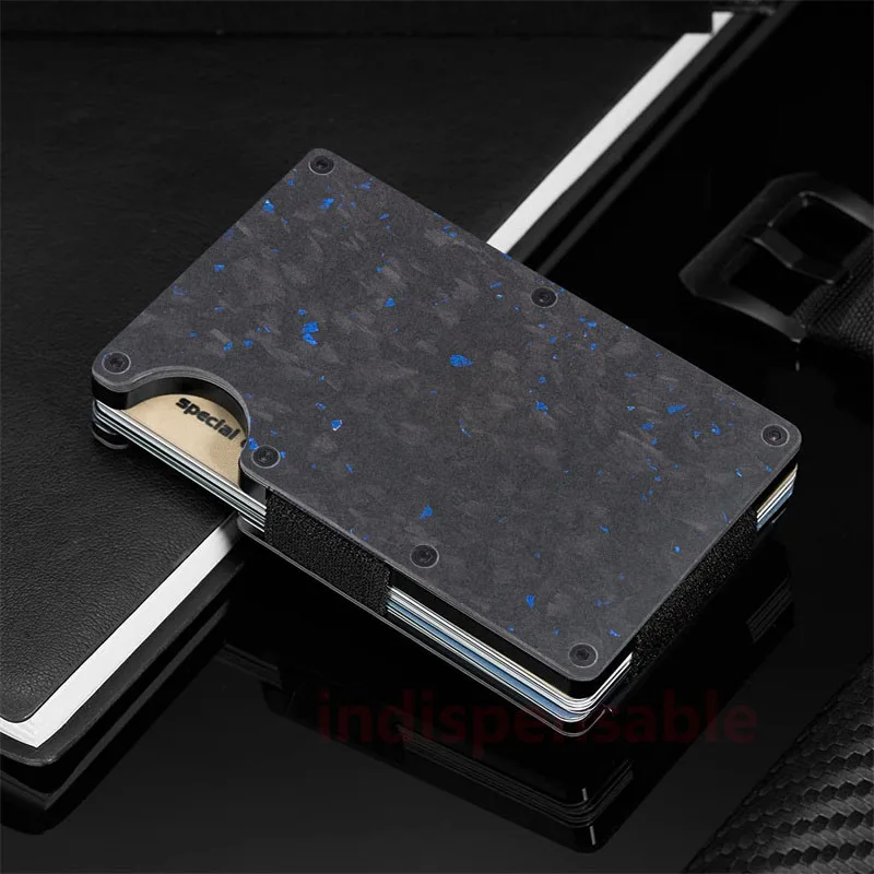 Bright/Matte Forged Carbon Fiber Minimalist Slim Wallet for Men RFID Cashback Credit Card Holder Luxury Metal Case Aluminum
