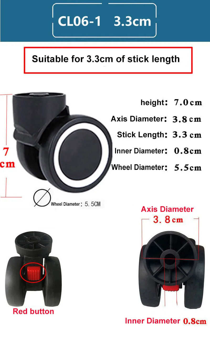Suitcase Luggage Replacement Accessories Dismountable Removable Universal Wheels Plug-In Detachable Wheel Pulley Repair Parts