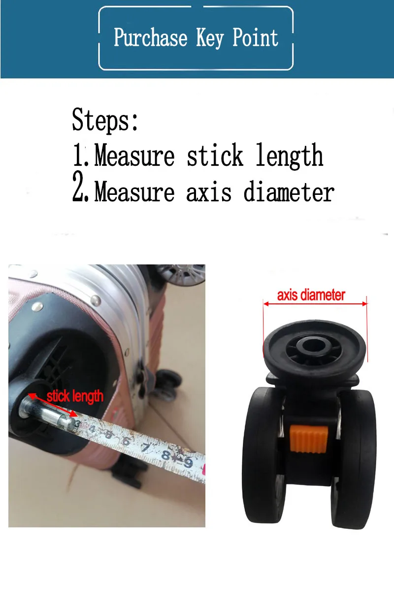 Suitcase Luggage Replacement Accessories Dismountable Removable Universal Wheels Plug-In Detachable Wheel Pulley Repair Parts