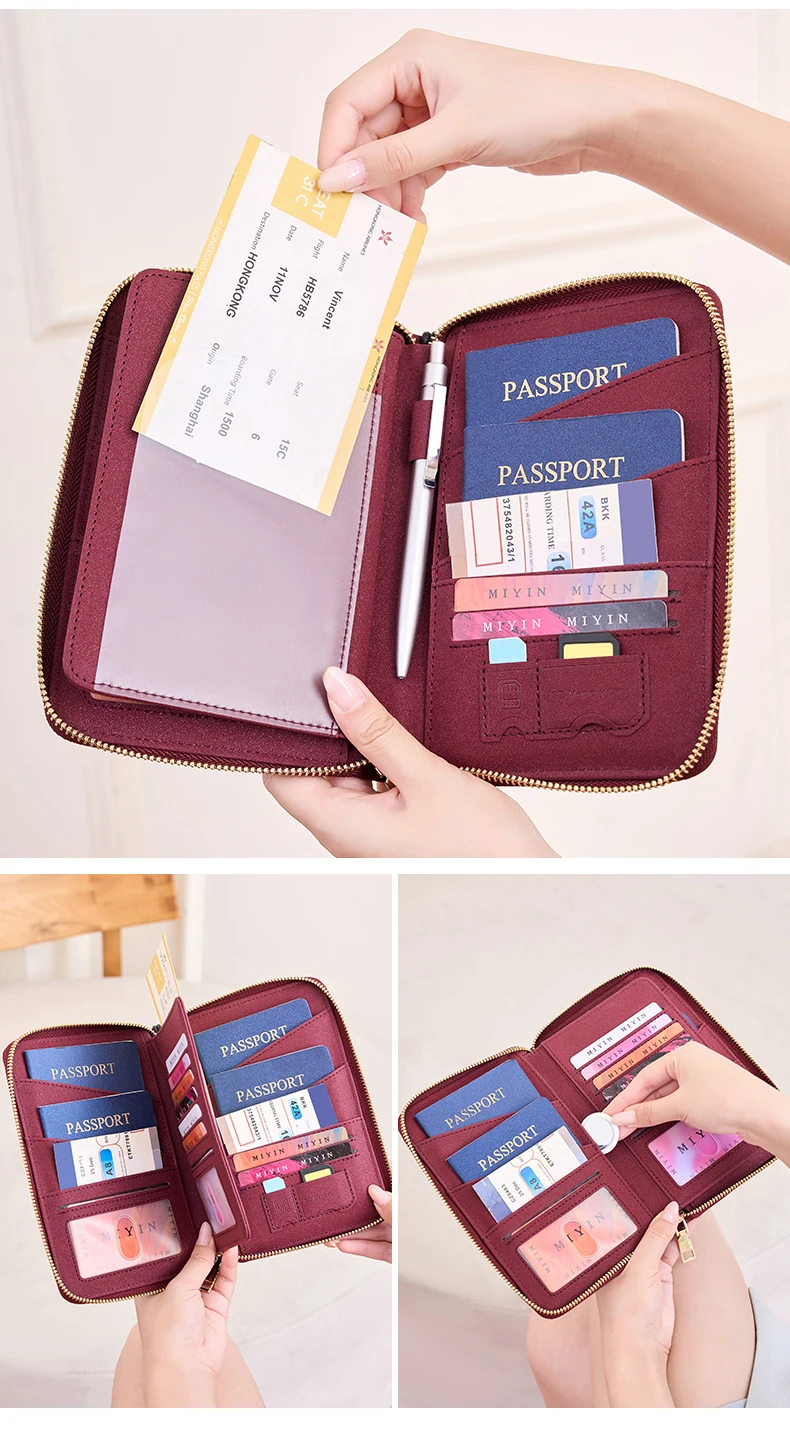 FID Anti-Theft Zipp Passport Holder Multi-Functional Organizer for Passports and Tickets Essential Travel Passport Wallet Unisex