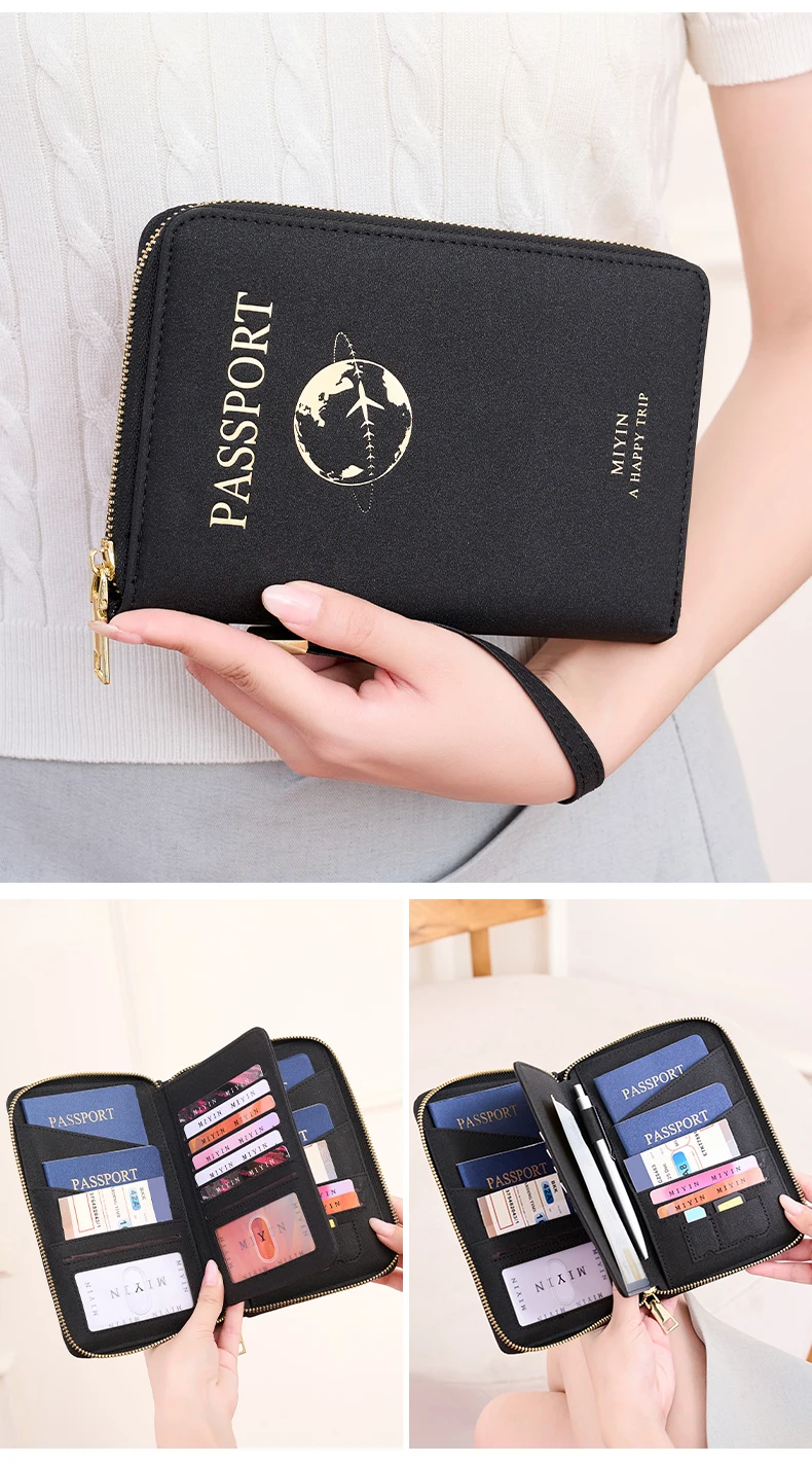 FID Anti-Theft Zipp Passport Holder Multi-Functional Organizer for Passports and Tickets Essential Travel Passport Wallet Unisex