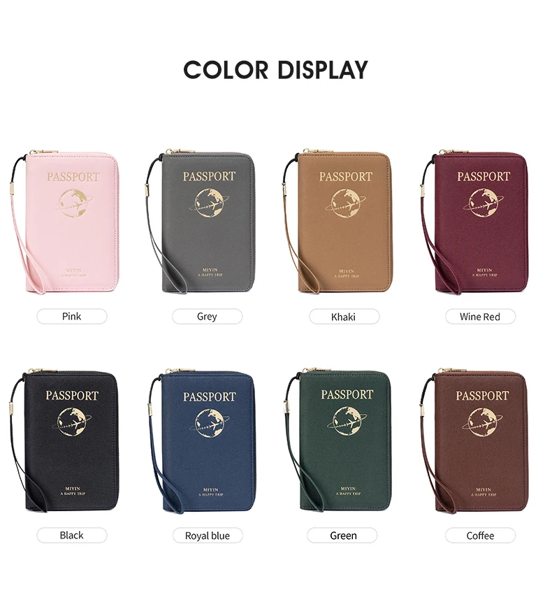 FID Anti-Theft Zipp Passport Holder Multi-Functional Organizer for Passports and Tickets Essential Travel Passport Wallet Unisex