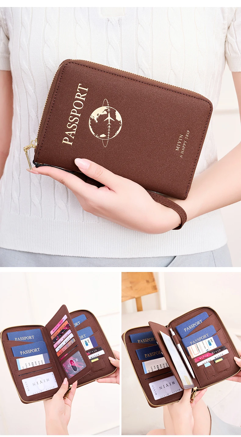 FID Anti-Theft Zipp Passport Holder Multi-Functional Organizer for Passports and Tickets Essential Travel Passport Wallet Unisex