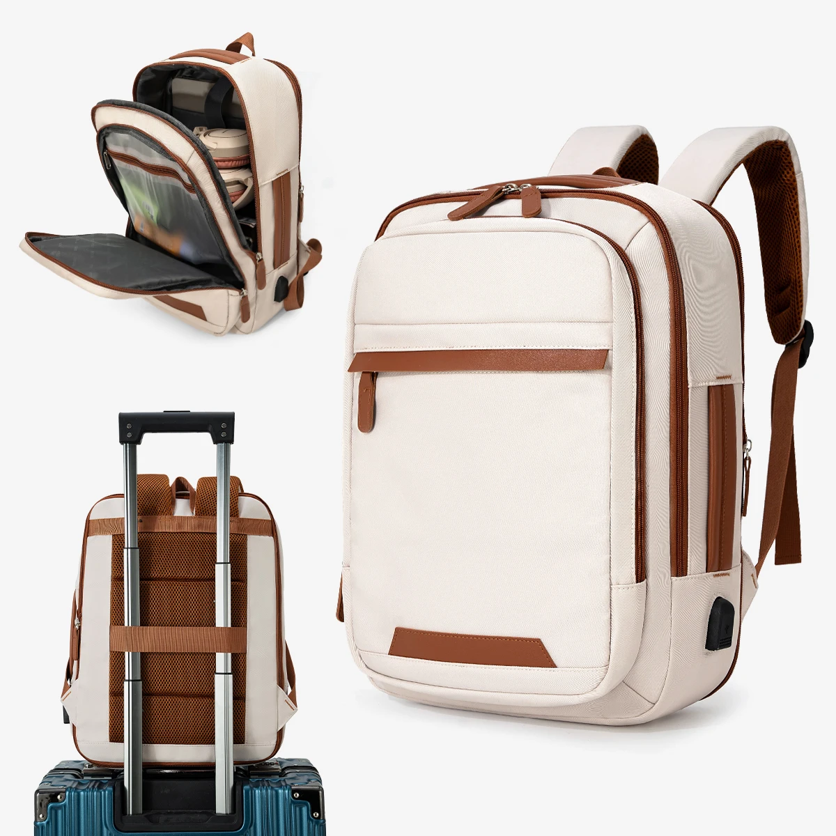 High-Quality USB Rechargeable Backpack Men's Waterproof Bag Large Laptop Backpack Unisex School Bag Youth Backpack